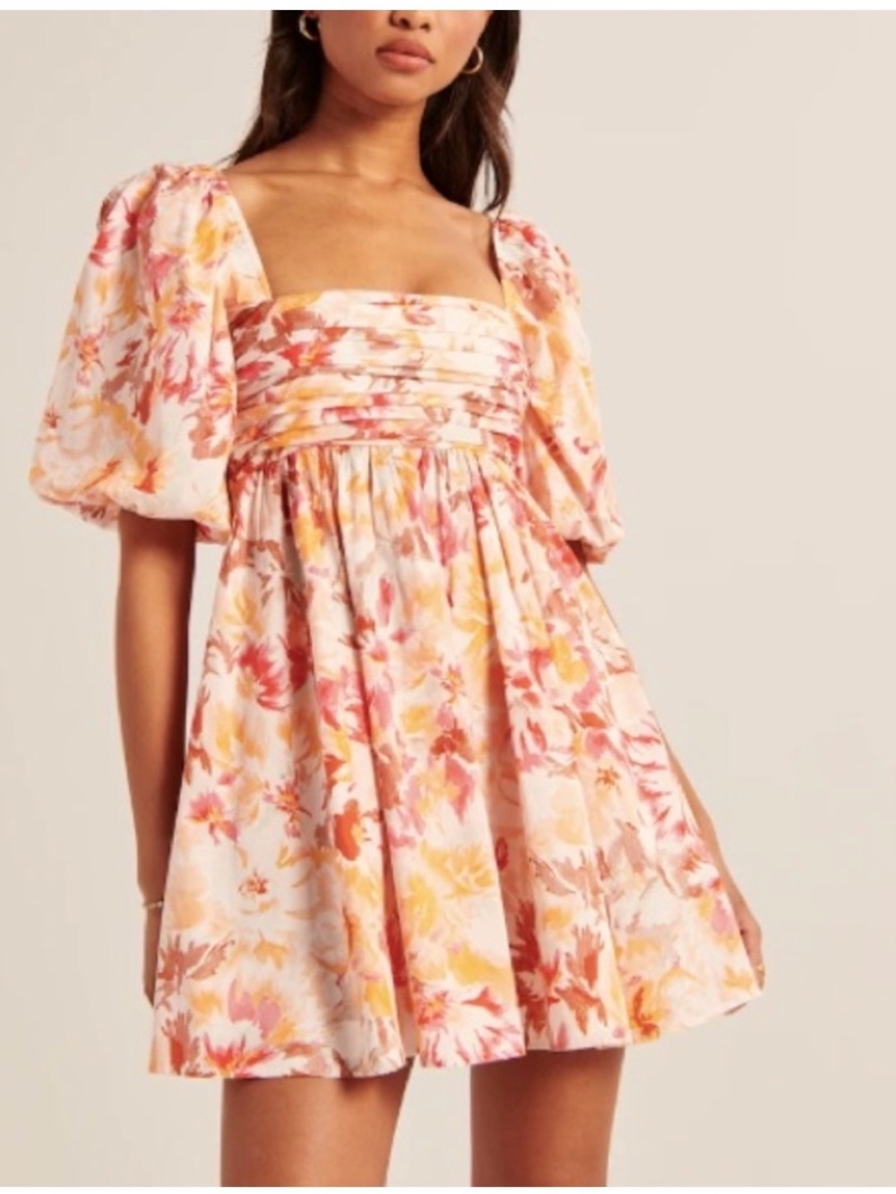 Abercrombie & fitch Emerson poplin floral puff sleeve mini dress size Small